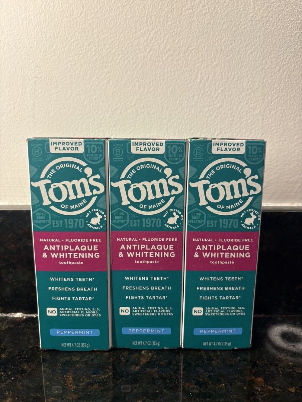 3 PACK - Tom's of Maine Antiplaque & Whitening Toothpaste 4.5 Oz ORIG FORMULA